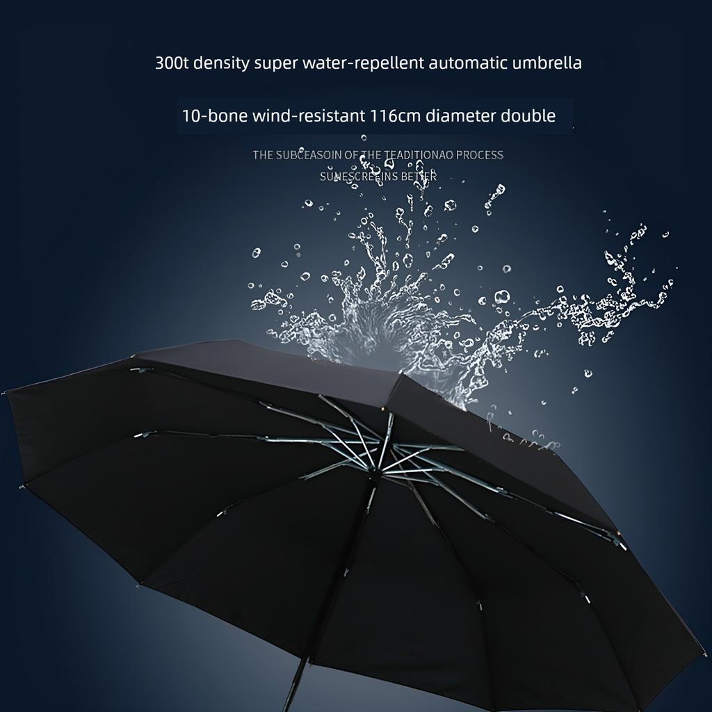 300T Super Splash Water Double 116cm Extra Large Fully Automatic Umbrella Ten Bones Anti-Wind and Rain Men Foldable Business Umbrella