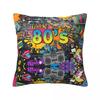 Retro 80s 90s Throw Pillow Cover Polyester Cushions for Sofa Graffiti Music 4545cm Pillowcase
