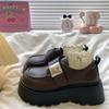 Big Head Velcro Small Leather Shoes Women's 2025 Autumn New Retro British Style Thick Sole Heightening Versatile Loafer Single Shoes