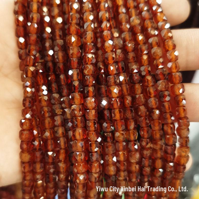 4x4mm Natural Stone Faceted Square Beads: Amethyst, Tourmaline, Garnet Jewelry Accessories