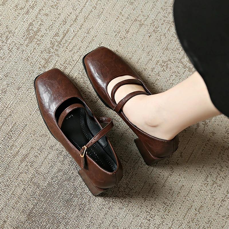 Women High Heels Marie Janes Square Toe Shoes 2025 Brand Trend New Elegant Lolita Chunky Pumps Shoes Fad Dress Zapatillas Mujer