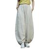 Pantaloni larghi a lanterna in ramiè effetto invecchiato da donna - Cotone e lino retrò per meditazione e Tai Chi