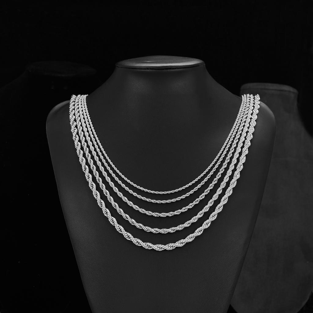 Herren Edelstahl Punk Verdrehte Seilkette Halskette für Damen Silberfarbe Hals Choker Wasserdicht Mode Schmuck Zubehör