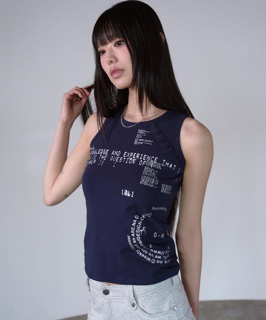 PRENDA Fragmented Log Tank Navy