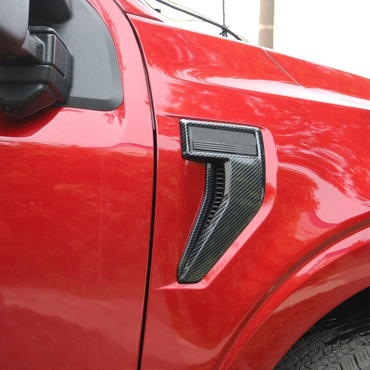 

Korlot Carbon Fiber Side Vent Fender Badge Emblem Cover Trims Accessories fit for Ford F150 2021-2025 for F250 F350 Super Duty
