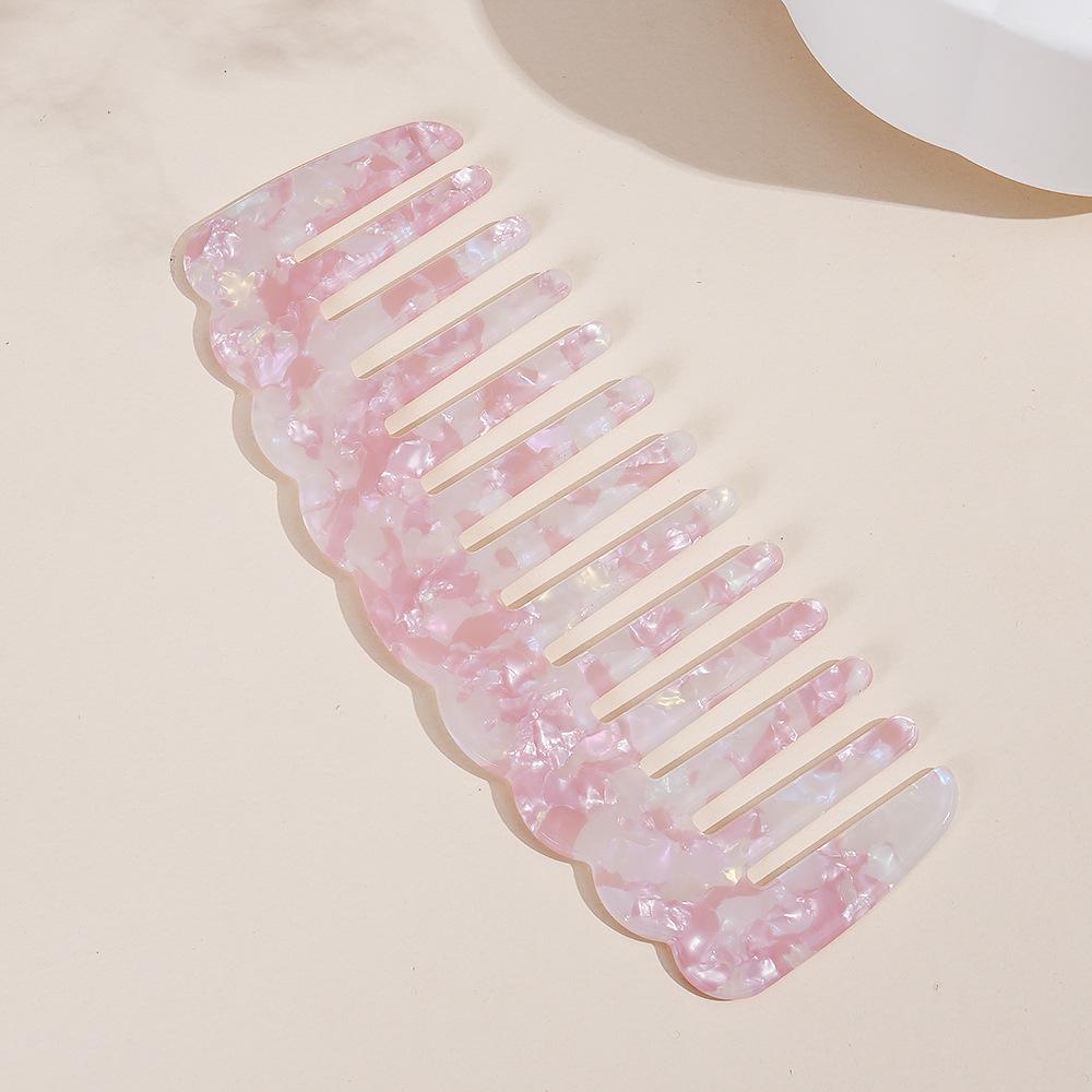 

Spot European American Pink Series Wide Toothed Marble Pattern Exquisite Fashion Hairdressing Comb Anti Static Long Handle