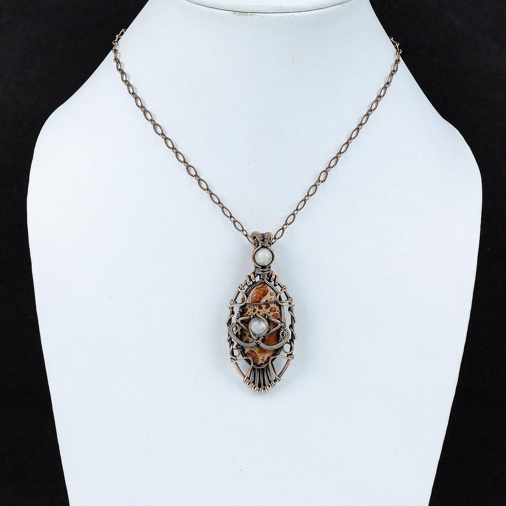 Böses Auge Asteroid Jaspis Anhänger Kupferdraht gewickelter Anhänger Handgefertigter Einzigartiger Anhänger Edelsteinanhänger Regenbogenmondstein Schmuck Geschenk für Sie