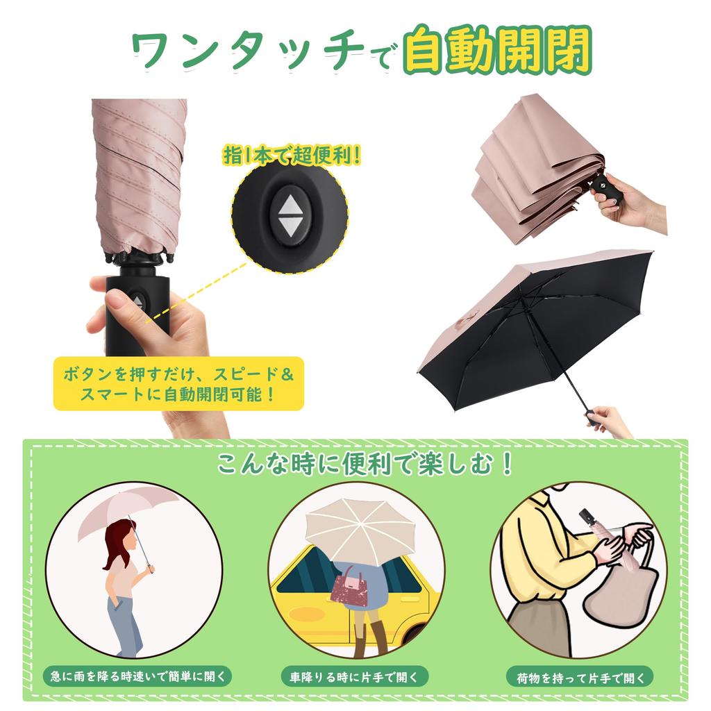 FUMITAKE Folding UV Complete Sun Heat Automatic Opening and Suitable for Sunny and Rainy and Heatstroke Sunburn Rainy Season Gift X Bean Parasol, 100%