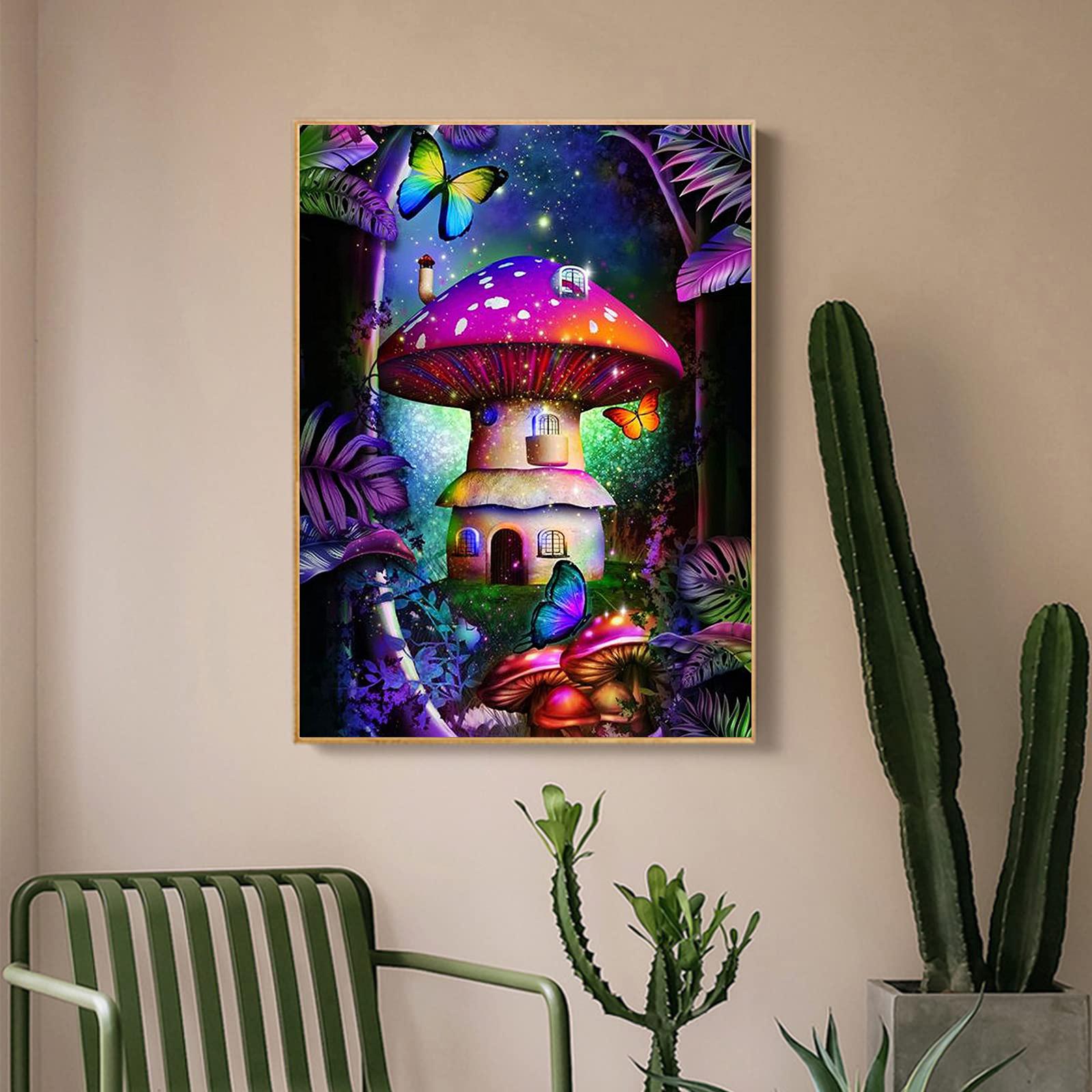 

5D Diy Алмазная картина Гигантский грибной дом Набор для вышивки крестом Полный алмазная вышивка Мозаика Художественная картина Стразы Декор Подарок Full Round 20x30cm