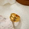 Polished 18K Gold Plated Double-layer Round Minimalist Finger Ring for Women Stainless Steel Hypoallergenic Chunky Rings Jewelry