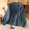Women's Blue Cotton Plaid Long Sleeve Shirt - Stylish Autumn 2026