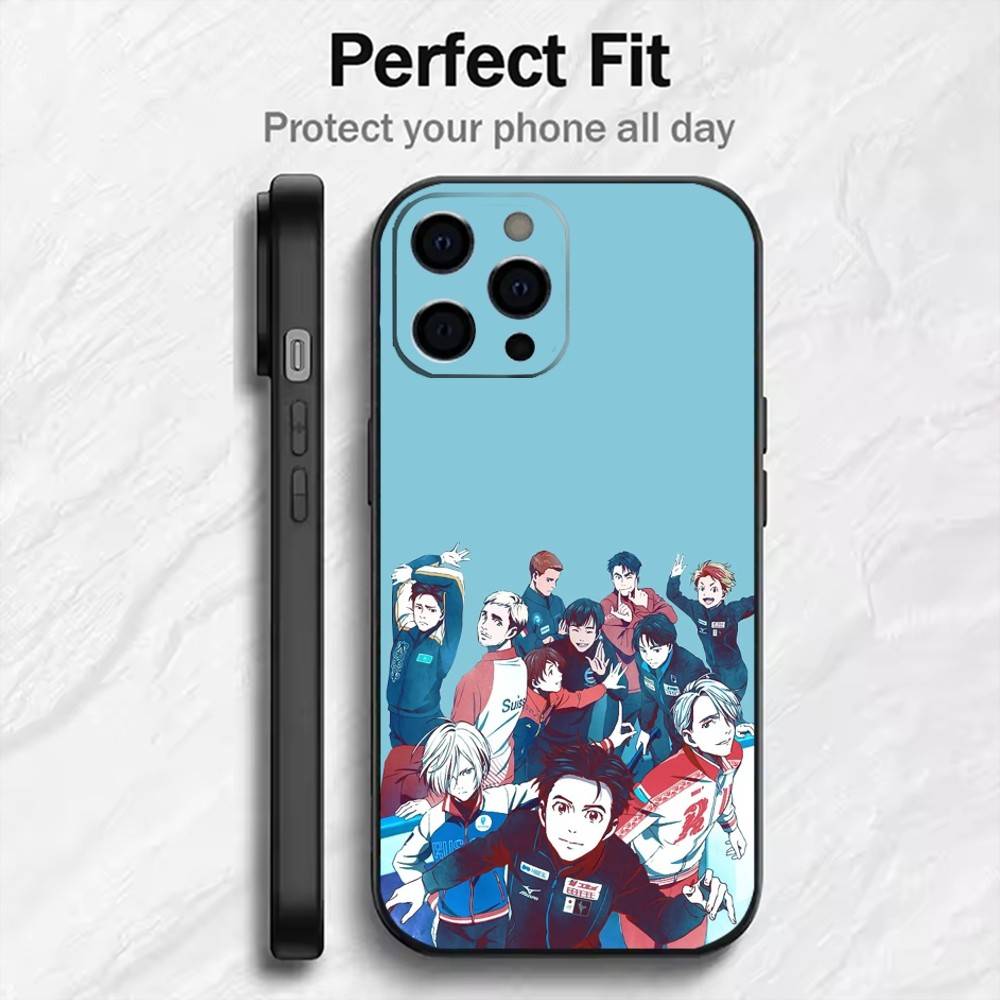 Y-Yuri On Ice Anime Printed  Phone Case For iPhone17,16,15,14,13,12 Plus,Max Soft Silicone Black Cover