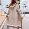 Damen Herbst und Winter Casual Vielseitig Kapuzen Lange Strickjacke Pullover Jacke