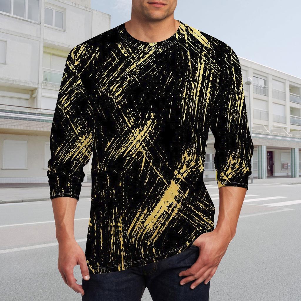 Herren T-Shirt O-Ausschnitt Kleidung Bekleidung Outdoor Langarm Print Mode Designer Vintage