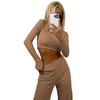 Women 2 Piece Lounge Set Long Sleeve Cropped Pullover Top Wide Leg Pants Set Fall Crewneck Tracksuit Casual Outfits