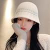 Cappello a secchiello da pescatore in maglia tinta unita per bambini, nuovo cappello a secchiello in lana per autunno e inverno, mostra un viso piccolo e senza copertura facciale, cappello a secchiello