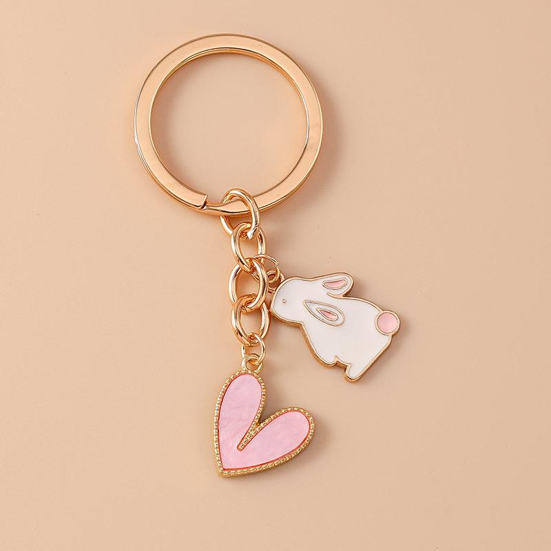 Cute Enamel Dog Penguin Duck Keychain Animal Rabbit Key Ring for Women Girls Handbag Pendants DIY Jewelry Accessories