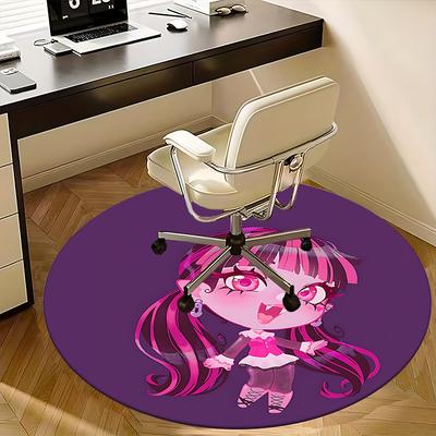 Monster High School Theme Chibi Girl Chair Mat - Round Carpet for Home Decor, Office Use, Bedroom, Living Room, Gift Idea0466b