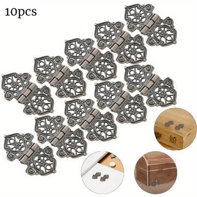 10Ppcs Antique Printed Zinc Alloy Furniture Wine Box Hinges Wooden Box Hinges Gift Box Luggage Hardware Hinges