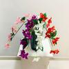 Single Artificial Bougainvillea with Leaves Vine for Home Wedding Wall Hanging Floral Decoration
