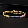 A New Copper Inlaid Color Gradual Change Zircon 3mm Single Row Full Diamond Belt Buckle Tennis Bracelet