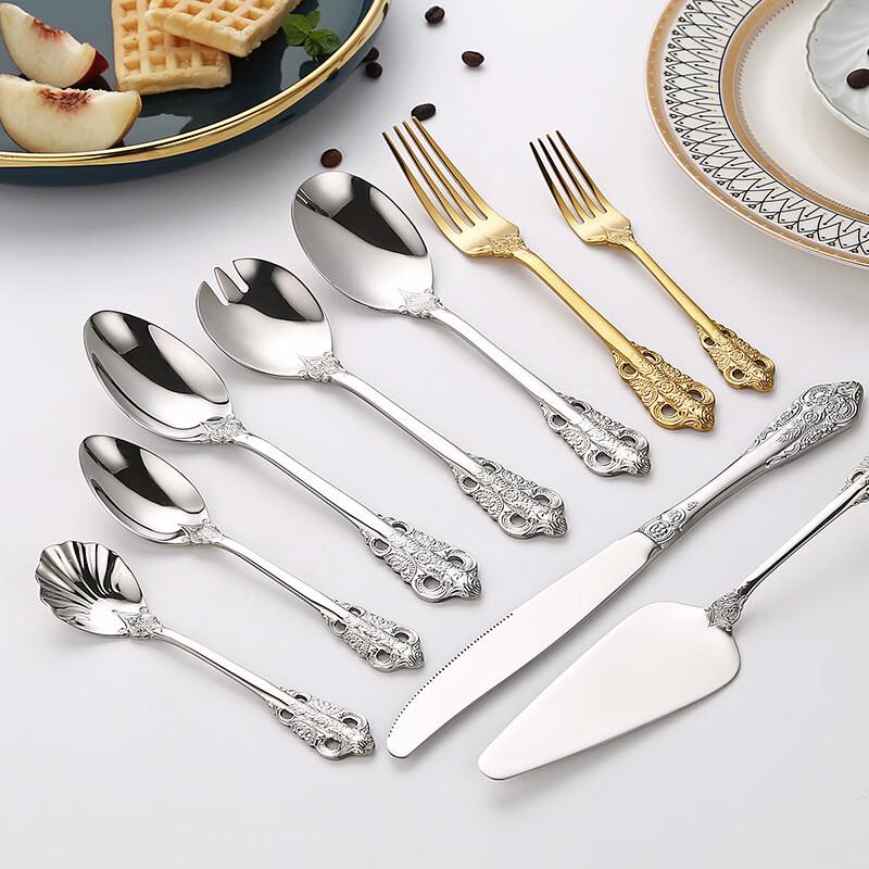 Retro Gold Embossed Stainless Steel Cutlery Set