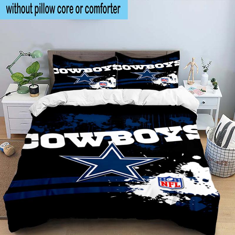 Cowboys Team Logo 3PCS Bedding Set 2D Printing (Includes 1 Duvet Cover + 2 Pillowcases Coreless), Bedroom decor,Fan Gift