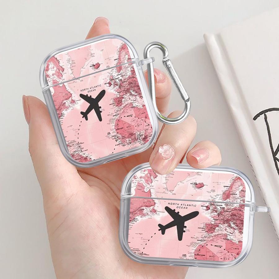 Case For Airpods 2 Pro 1 3 Pro3 Pro2 4 Clear Earphone Cases Cover Airplane Map