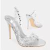 Champagne Silver Gold Crystal Bride Shoes Clear PVC Bling Bling Rhinestone Slingback Party Sandals Open Toe Sparkly Heels