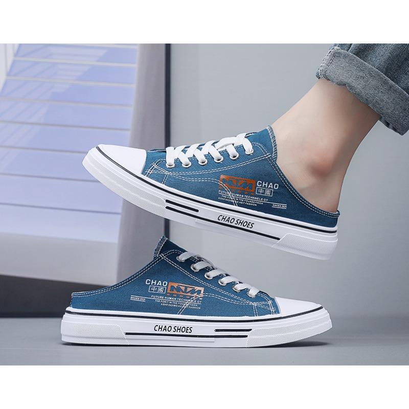 Scarpe casual Mezze pantofole Pantofole con punta avvolta Scarpe basse in tela alla moda Scarpe casual da uomo alla moda e alla moda Scarpe da strada in stile hip hop Sneakers per adolescenti