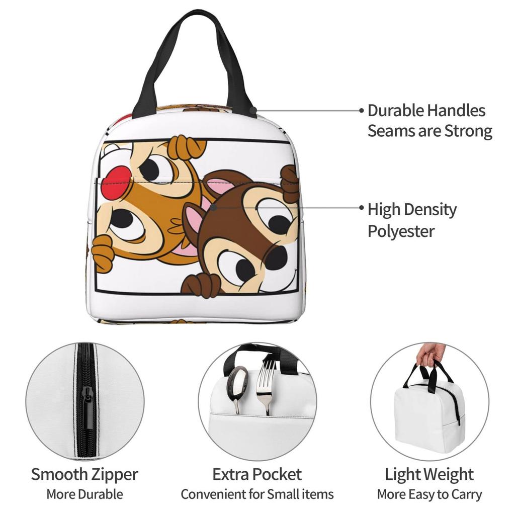 HTSW Chip and Dale Lunch Insulated Lunch Bag for Perfect for and Outdoor Unisex Box, Stylish, Lightweight, Women, Commuting, School, Travel,