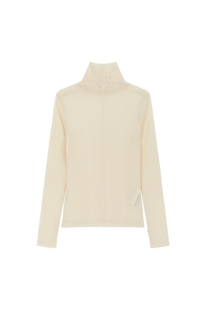 CURRENT Velvet Mesh Turtleneck Long Sleeve [Ivory]