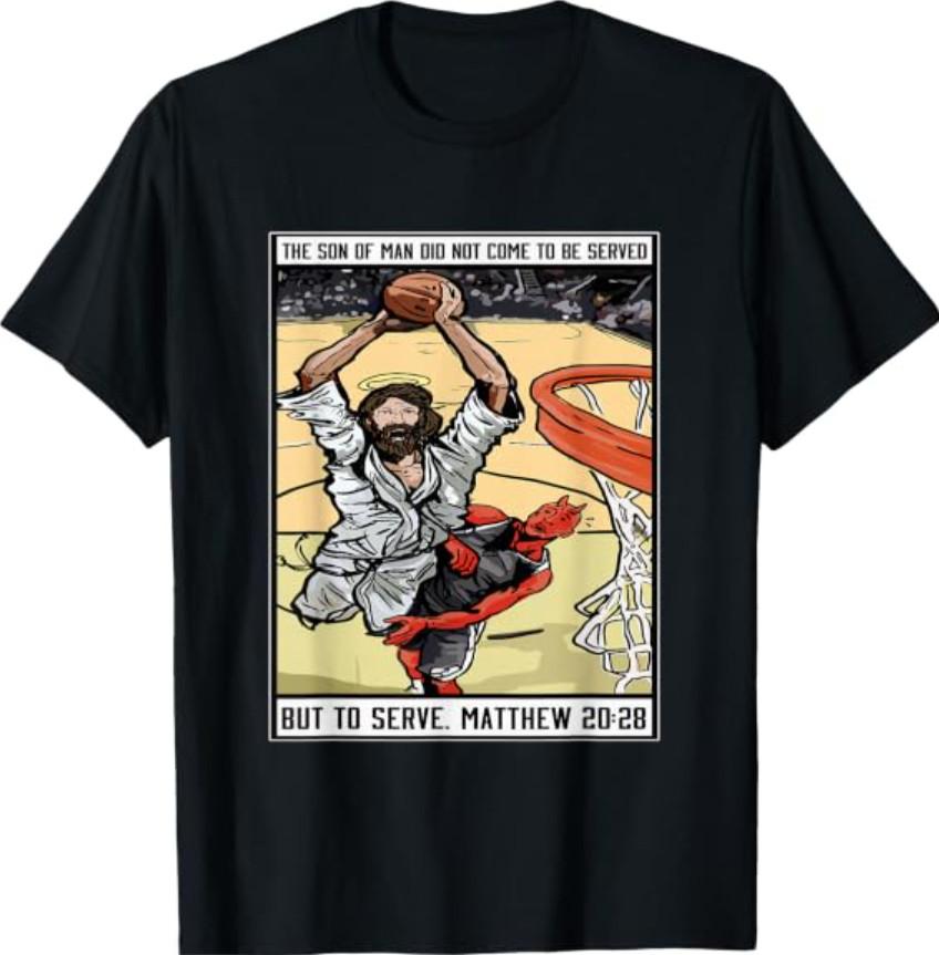 Funny Jesus Christian Playing Basketball T-Shirt