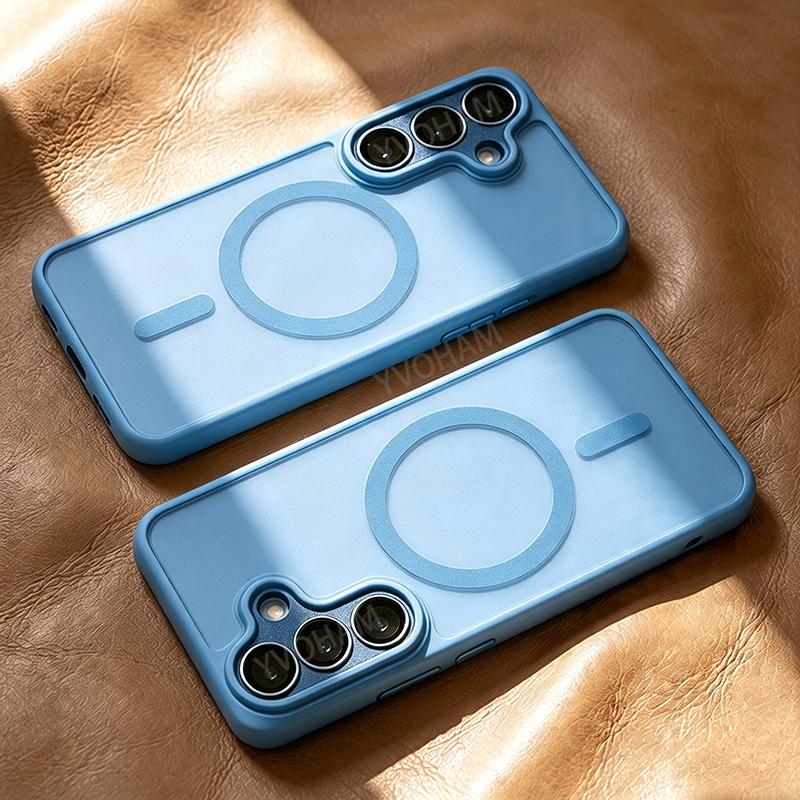 Luxury Matte Translucent For Magsafe Phone Case for Samsung S26 S25 S24 S23 Ultra Plus Cases Magnetic Wireless Charging Cover