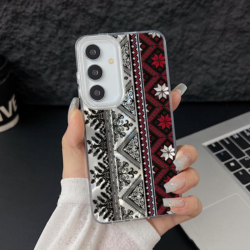Camlet Laser Case For Samsung Galaxy S24 FE S25 S24 S23 Ultra Plus A55 A56 A54 A25 A15 A16 A34 Vintage Totem Pattern Phone Cover