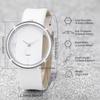 Xiaomi 2PCS/Set Women's Watch Pearl Diamond Bracelet Set Fashion Hollow Dial Leather Band Quartz Watches(Without Box)