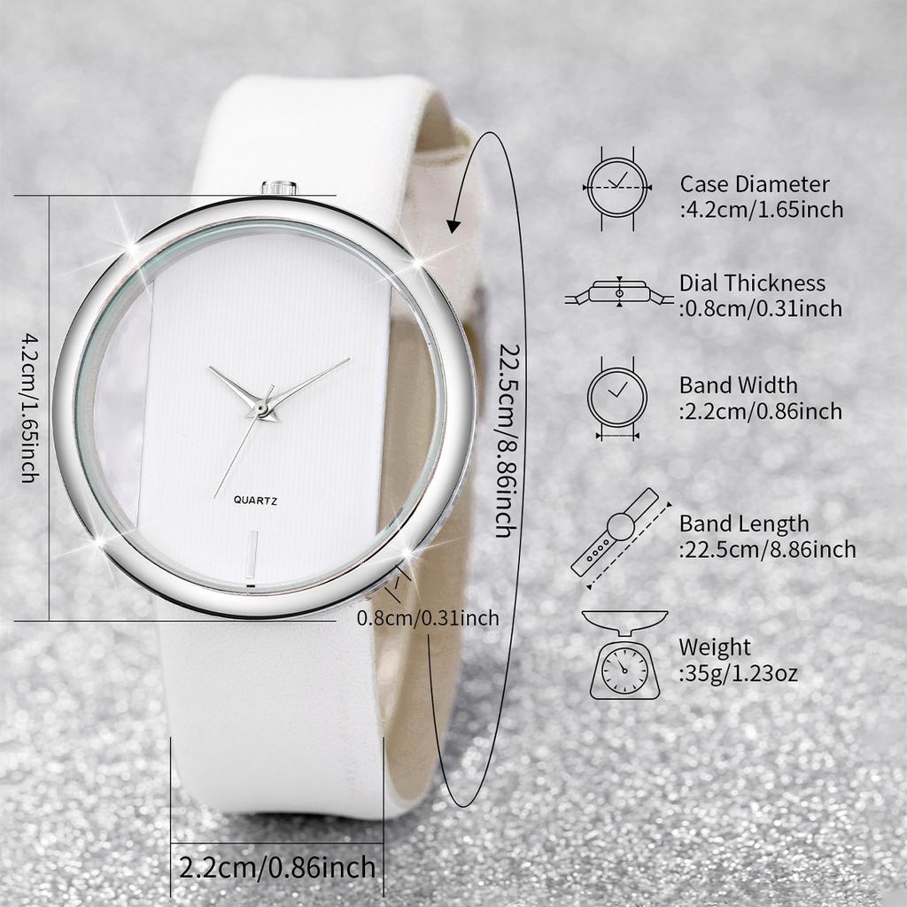 Xiaomi 2PCS/Set Women's Watch Pearl Diamond Bracelet Set Fashion Hollow Dial Leather Band Quartz Watches(Without Box)