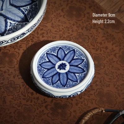 Vintage Blau & Weiß Keramik Teetassen Deckelablage