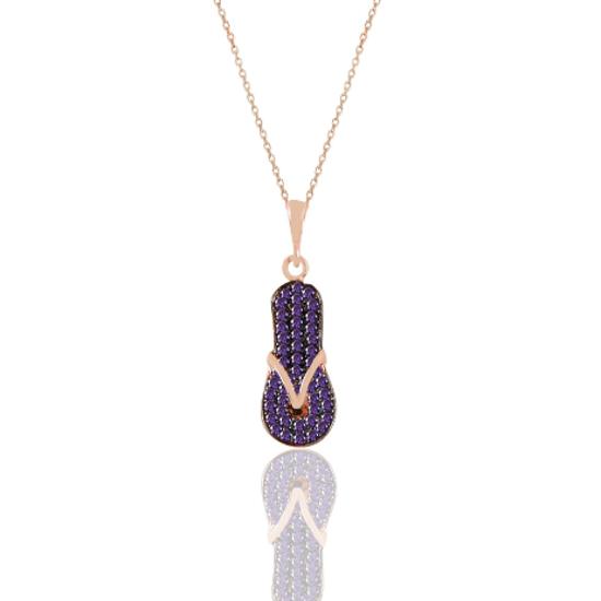 

Slipper necklace with rose amethyst stone
