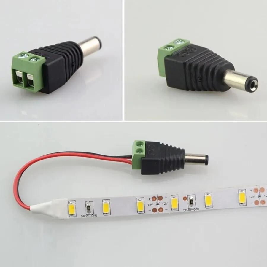 5pairs Female and Male DC Connectors 5.5x2.1mm Power Plug Adapter Jacks Sockets Connector For Single Color LED Strip CCTV Camera