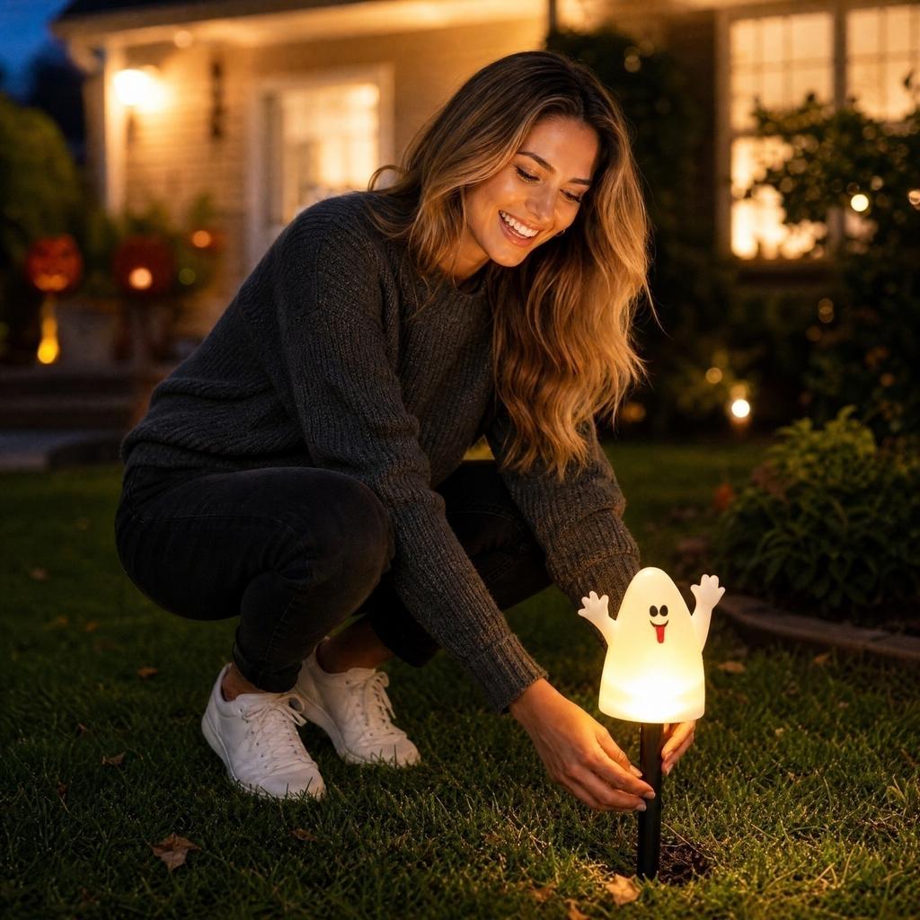 Halloween Pumpkin Ground Stake Lights Outdoor Yard Garden Decorations for Fall Parties