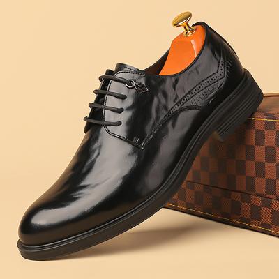 Leather Shoes Men's Genuine Leather New Autumn Hand-scratched Business Casual Men's British and Korean Version Working Groom Wedding Leather Shoes
