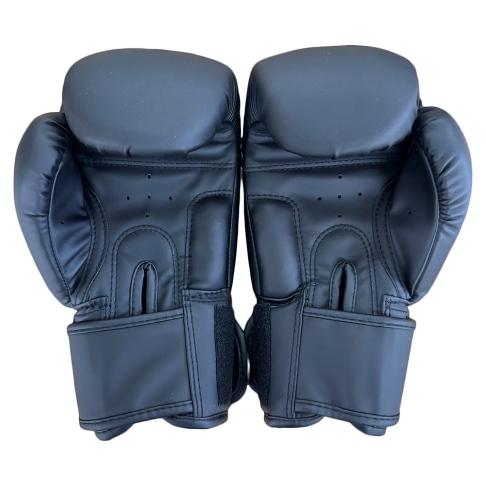 Rękawice bokserskie 10oz Czarne Skórzane Treningowe Rękawice do Treningu Kickboxingu Rękawice do Mieszanych Sztuk Walki [OGMA] Wysokiej klasy