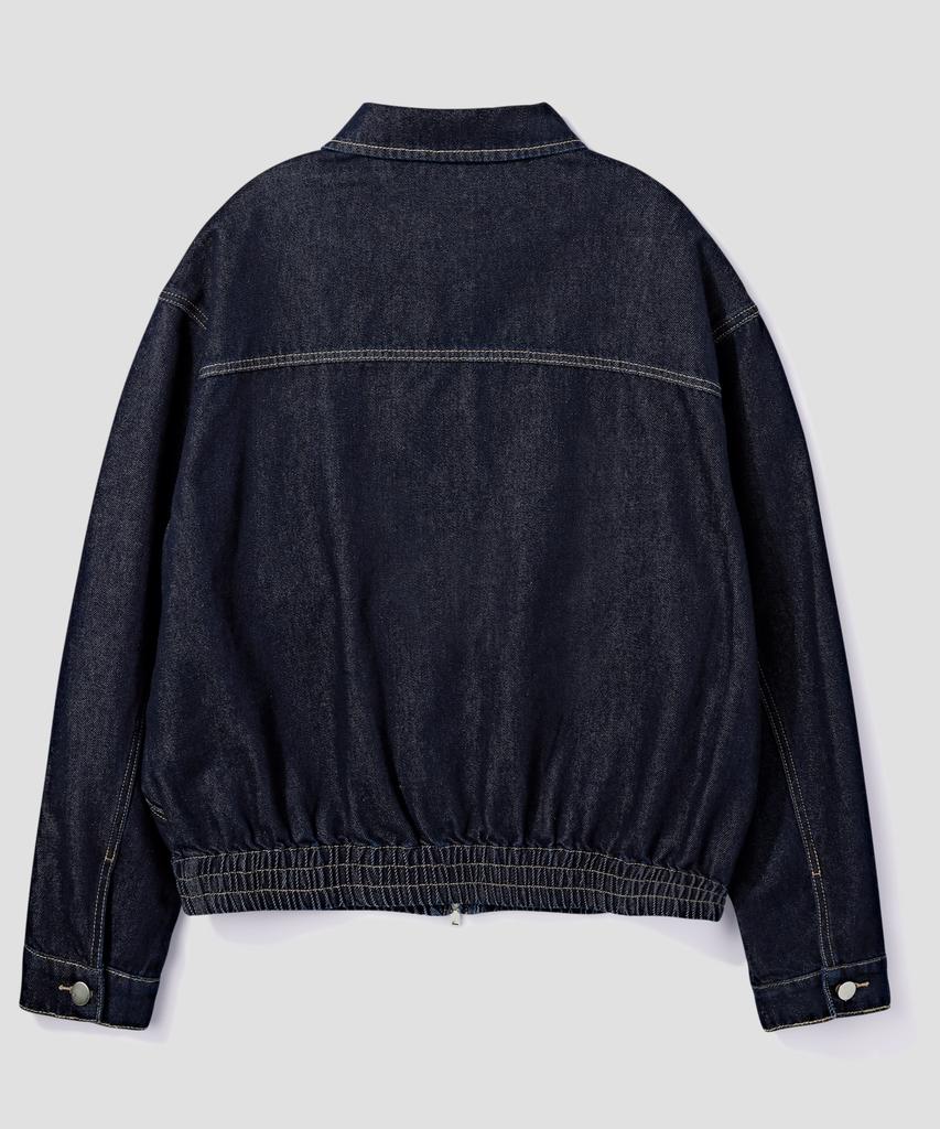 Agod Washed Crop Zip-Up Denim Jacket [Raw Indigo]
