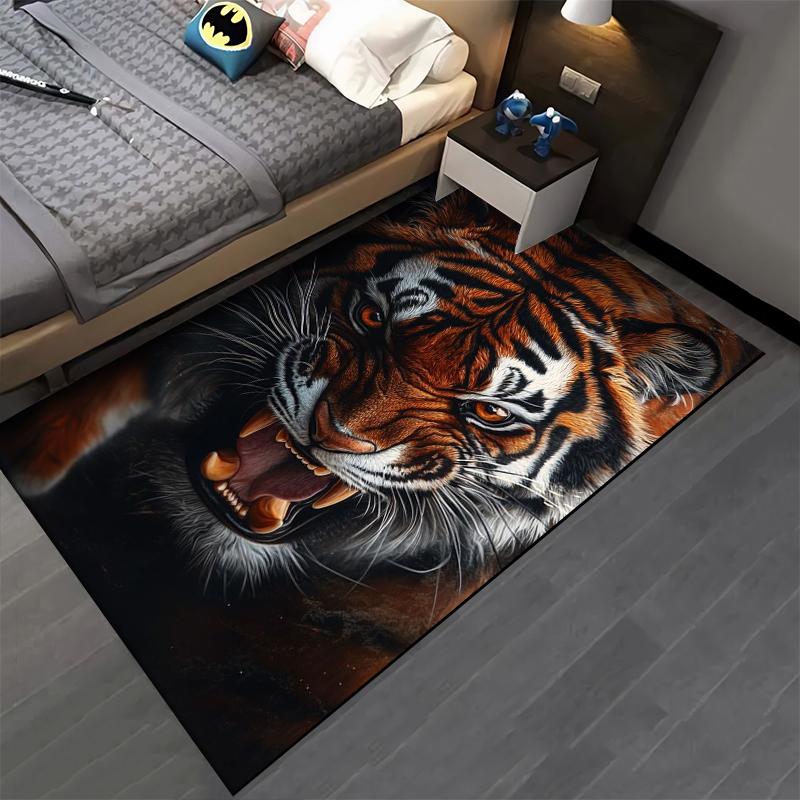 Fierce Tiger Printed Carpet for Living Room or Bedroom, Animal Design Suitable for Use As an Anti-slip for Living Room Bedroom Sofas