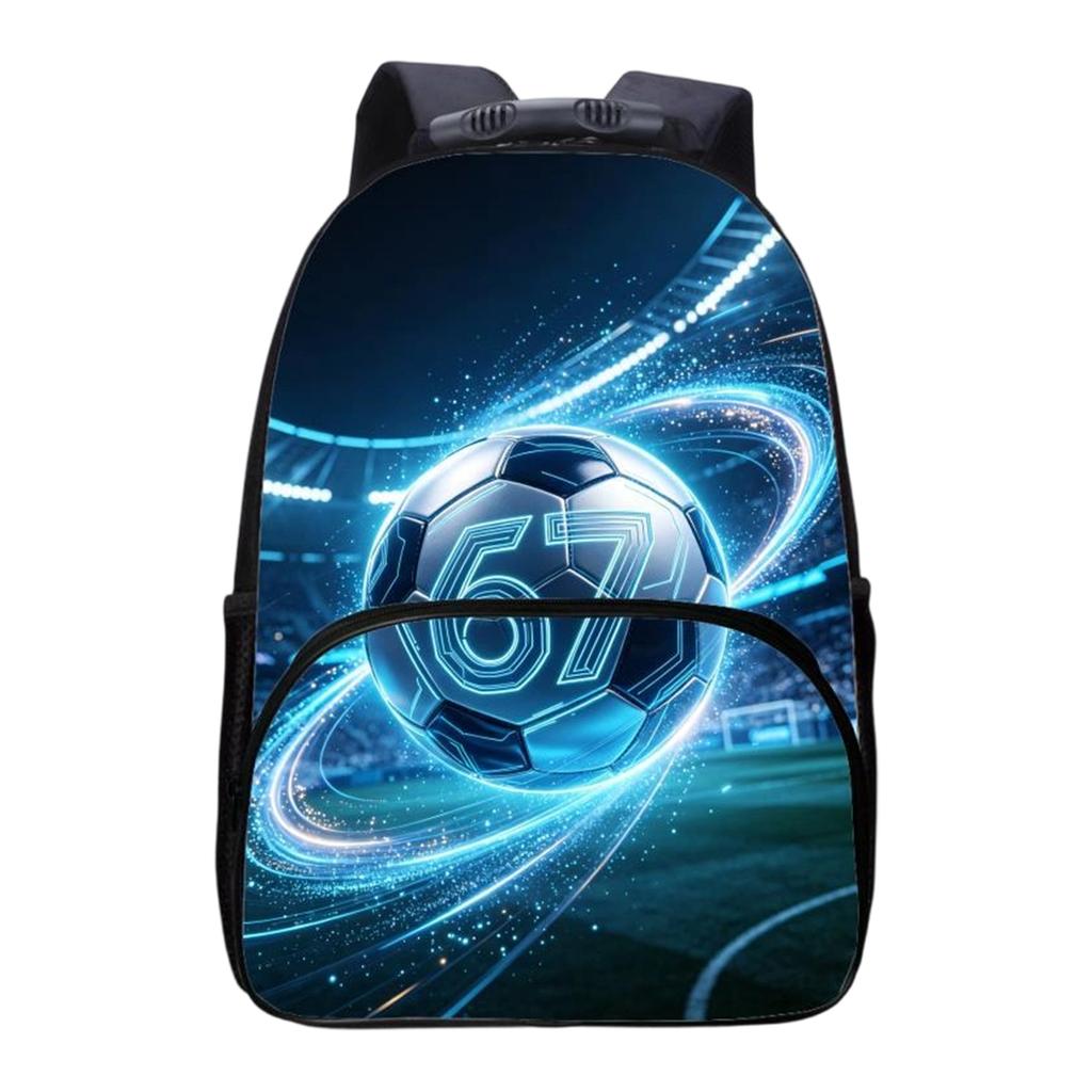 Large Capacity Soccer Print Backpack Durable School Bag with Multiple Compartments Adjustable Shoulder Straps and Front Pocket for Daily Use