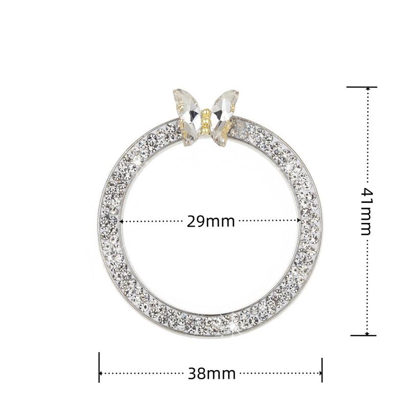 1pc Rhinestone Butterfly Car Start Button Decoration Circle Diamond One Click Start Button Engine Start Stop Switch Button Cover
