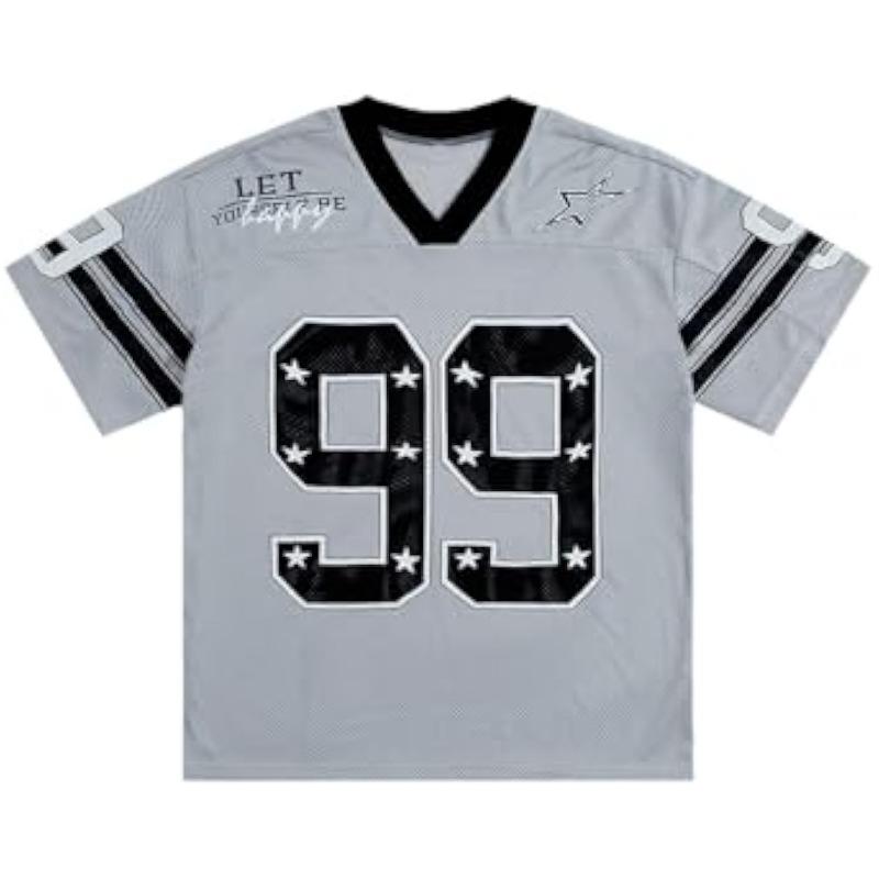 Mens Jersey Y2k Baggy Shirts Graphic Tees Oversized V Neck Tshirts Summer Tops