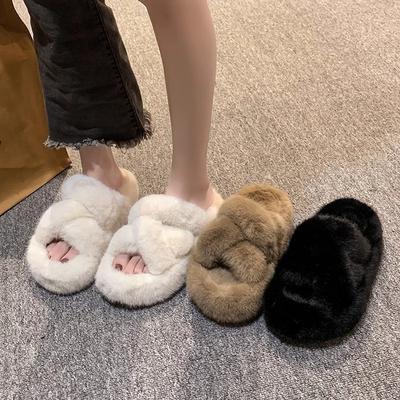 Super beliebte Mao Mao Hausschuhe Damen Oberbekleidung 2025 neu Herbst und Winter mit Rock Zuhause dicker Boden Ein-Wort Baumwollhausschuhe