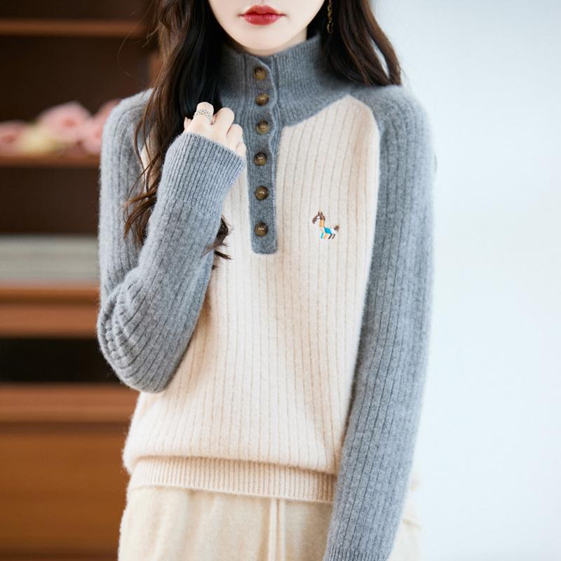 Women Sweater 100% Wool Turtleneck MODERN NEW SAGA Knit Pullover Thick Winter Jumpers Female Knit Tops